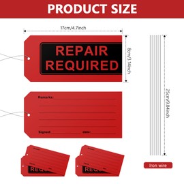 Red Repair Tags (Pack of 100) with Wires Attached