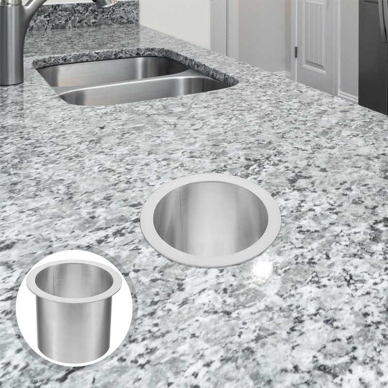 ABOOFAN Drop-in Trash Chute Stainless Steel Round Countertop Trash and