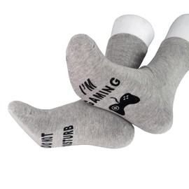 Socks for Men and Women, Funny Gift, Novelty Cotton Socks, Gamer Socks with Do Not Disturb, I am Gaming, Gift for Christmas, A-Grey