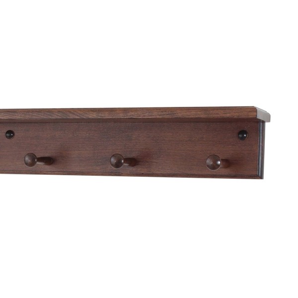 Cherry Peg Rack with Shelf -Handcrafted in The USA (Mahogany, 18" with 3 pegs)