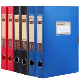 Hoiwigy Storage Folders Box 6Pack for A4 Paper, Plastic File Boxes with Lids, Size 31×4×24 cm File Folder Organizer for Office School Home (6Pack-40mm-3 Colors)