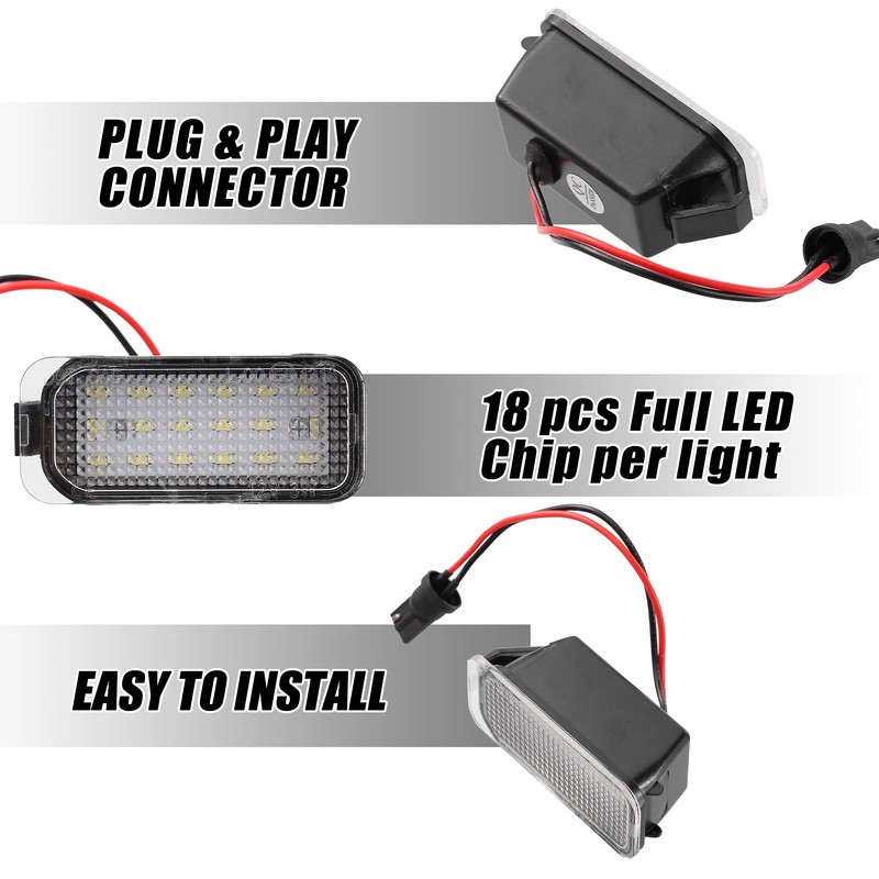 X AUTOHAUX 2pcs LED License Plate Light Lamp White Light