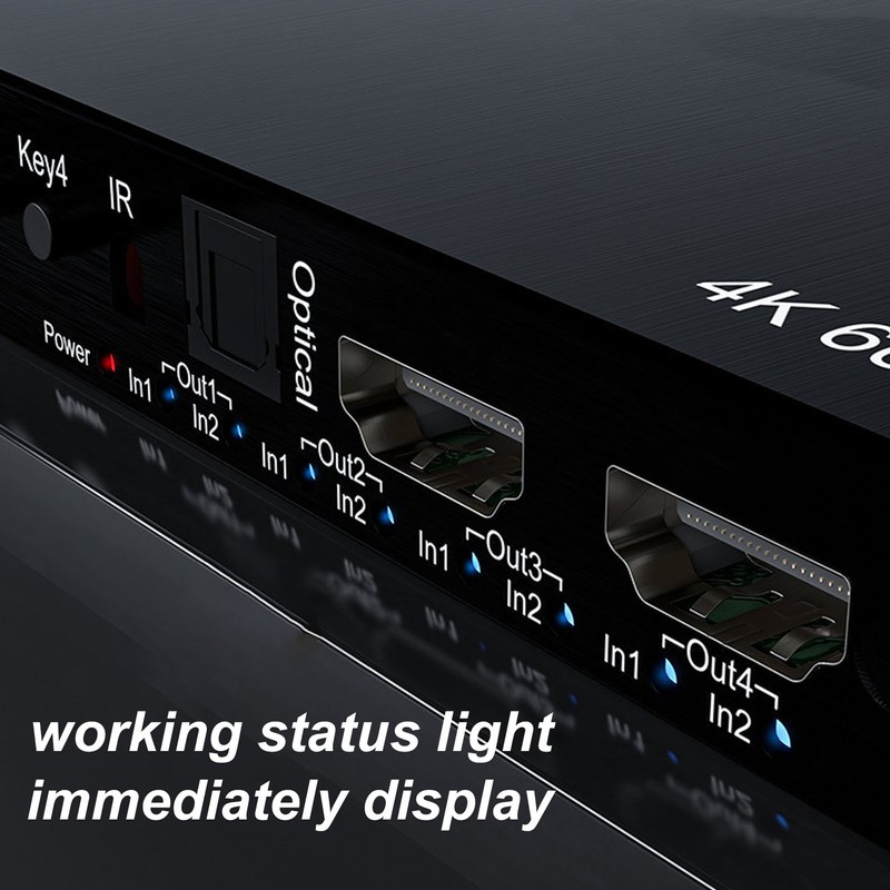 4K HD Multimedia Interface Switch Splitter 2 in 4 Out