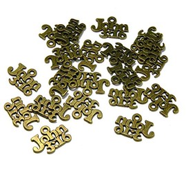 30 John 3:16 New Testament Christian Bible Verse Charms with a 2mm Hole Ring & Antique Plated Metal Finish (Antique Bronze)
