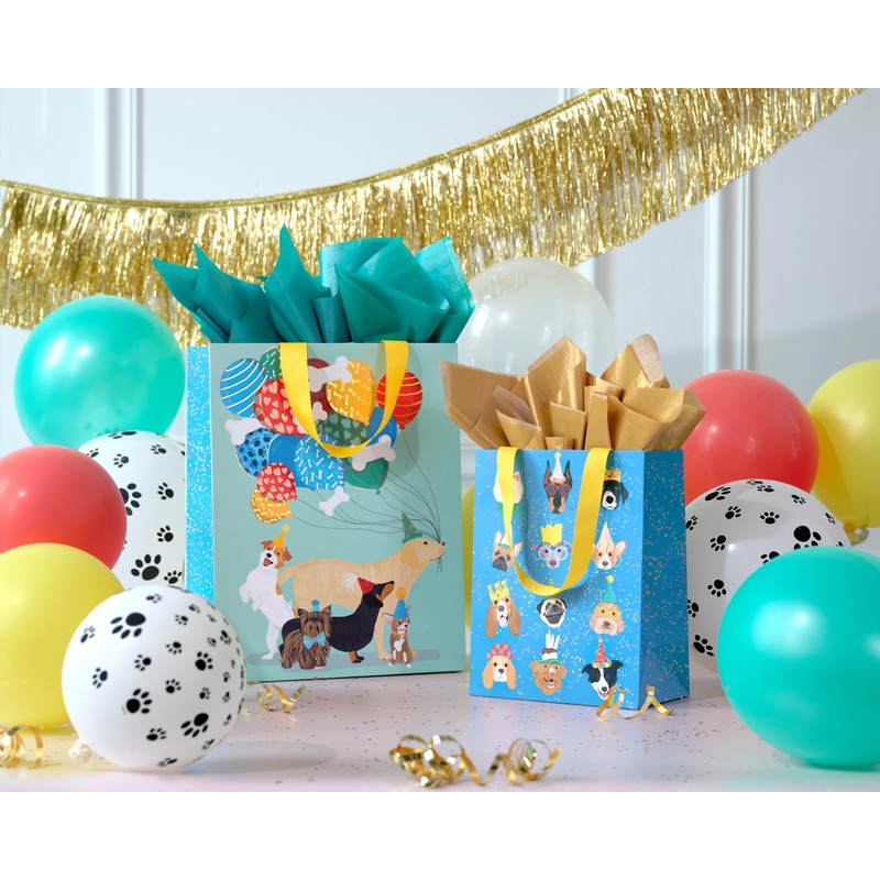 Papyrus 13" Large Gift Bag (Dogs with Balloons) for Birthdays