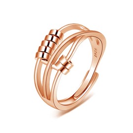 Shuxin Silver Anxiety Ring for Women Men, 925 Sterling Silver Fidget Rings for Women, Silver Spinner Rings for Anxiety Stress Relief, Rose Gold Plated Adjustable Thumb Rings for Anxiety Women Men