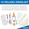 DynaTech DynaTech Zirkel Set Geometrieset 13-Teilig mit Schnellverstellzirkel, Geodreieck, Parabel,