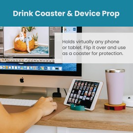 CordaRoy's PUK Drink Coaster & Device Prop Holder for Phones and Tablets, Black, Set of 3