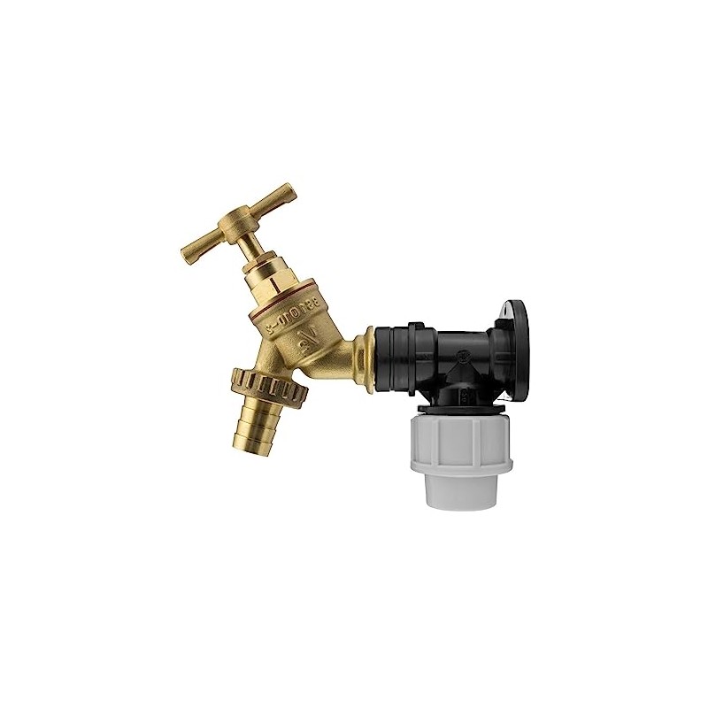 MDPE Compression Wall Flange Plate + Hozelock Compatible Quick Connect