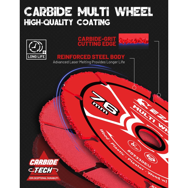 EZARC Carbide Multi Wheel Cutting Disc, 76mm×10 mm Angle Grinder