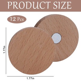 BAOZOON 12 Pcs Wooden Fridge Magnets Laser Engraving Blanks Wood Refrigerator Locker Whiteboard Magnets Office Decorative Magnets, 1.77 x 1.77 Inches(Round)
