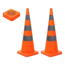 PATIKIL 35.5" 2 Pack Collapsible Traffic Cones, Orange Safety Cones Cones with Reflective Collar Caution Cones for Parking Lot Driving Training Practice Emergency Roadside Barrier