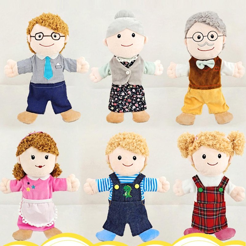 6Pcs Hand Puppet Set 11.8 Inch Soft Plush Family Members