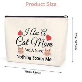 Appreciation Gifts for Nurse Cat Mum Gifts for Nurses Makeup Bag Funny Gifts for Nurse Practitioners Women Cat Lovers Christmas Birthday Gifts for Cat Owners Nurse Cat Mum Cosmetic Bag