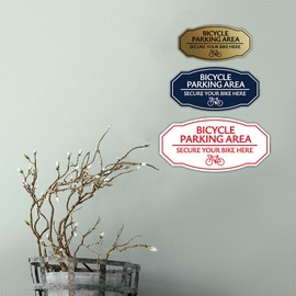 Signs ByLITA Victorian Bicycle Parking Area Secure Your Bike Here ABS Plastic | Laser Engraved | Easy Installation | Elegant Design Sign (Black) - Large