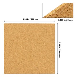 NAMYEUT 120 Stück 10 x 10cm Kork Quadrate Selbstklebend, 2mm dick Korkuntersetzer Quadratisch Korkplatten zum Basteln, Kork Untersetzer Gläser Eckig für Getränke Kaffee Tee Untersetzer