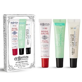 C.O. Bigelow - Trío de tubos de bálsamo labial surtidos, Rose Salve, My Favorite Lip Balm, y Mentha Shine, paquete de 3 juegos de cuidado labial, 0.5 