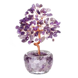 JSDDE Chakra Feng Shui Tree, Tree of Life Decoration, Healing Stones Gemstones Tree, Money Tree, Crystal Tree, Lucky Charm, Spiritual Feng Shui Decoration (Amethyst)