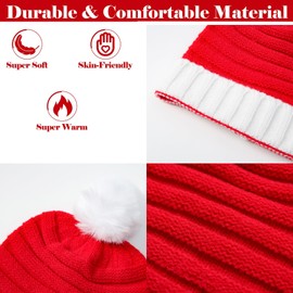 Glynisyz Santa's Knit Hat for Women Christmas Xmas Beanie Winter Hat with Pom Pom for Adults Women Men