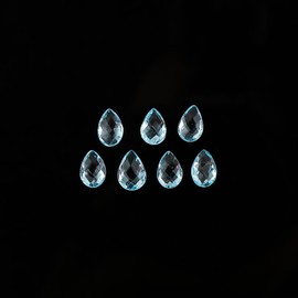 CRYSTALINES AAA Grade 7pcs Natural Sky Blue Topaz Gemstones, Wholesale Briolette Stones, DIY Handcarft, Jewelry Making, Protection & Healing Crystals, December Birthstone