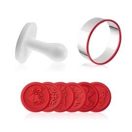 Rarest Cookie Stamps Set - 6 Silicone Stamp Cutter Biscuit for DIY Christmas Kitchen Baking (red)