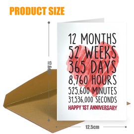 1st Wedding Anniversary Card for Couple - Romantic One Year Keepsake for Husband & Wife - Heartfelt Card for Him, Her, Mum & Dad - 4.9x6.9 Inch with Envelope