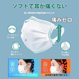 Wide Ear Straps, Non-woven Mask, Won't Hurt Your Ears, Individually Packaged, 100 Pieces, Adult (Normal), Three-Layer Construction, Pleated Type, Wide Ear Straps, Disposable Brodio Mask, Breathable