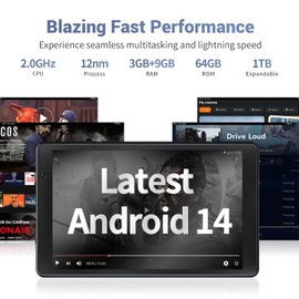 Tablet 8 inch, Android 14 Tablet with GPS Built in,12GB RAM 64GB ROM (1TB Expand), 8MP Camera, 2.0GHz Processor, 2.4GHz&5GHz Wi-Fi/BT5.0, FHD Screen Tablets for Gaming