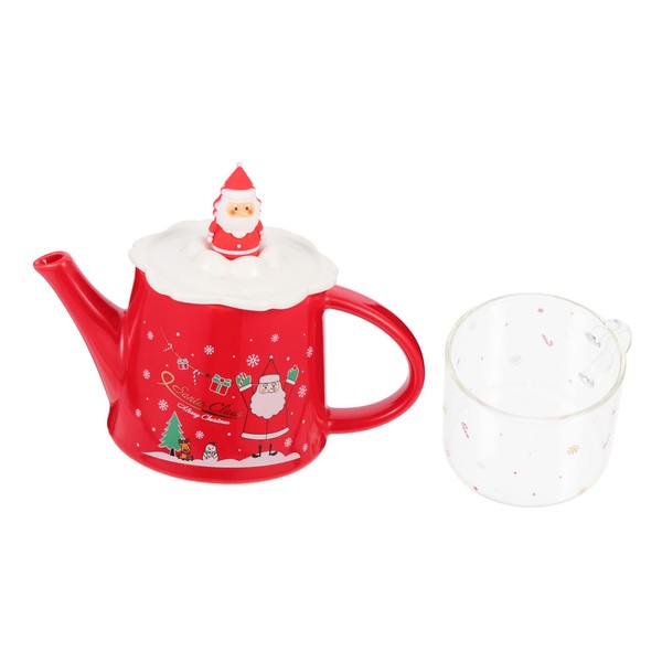 WOONEKY Christmas Teapot and Cup Set Ceramic Teaware Xmas Elements