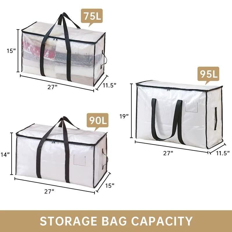 Transparent Storage Bag for Bedding and Clothing – Spacious Rectangular