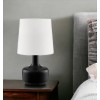 HomeRoots 17" Black Metal Bedside Table Lamp With White Shade