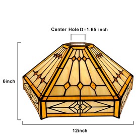 Capulina Tiffany Lamp Shade 12 Inches Wide Accessories Replacement Cream Hexagon Tiffany Style Stained Glass Lampshade for Torchiere Floor Lamp and Pendant Light Chandelier