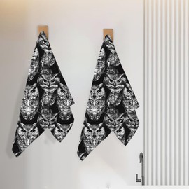 cromcu Owl Hand Towel for Bathroom 2 Pack, Soft Microfiber Polyester Face Towels Soft Absorbent for Spa Bath Gym Kitchen, Hand Towels Set Decorative Hotel Decor Gifts, 14x28 in