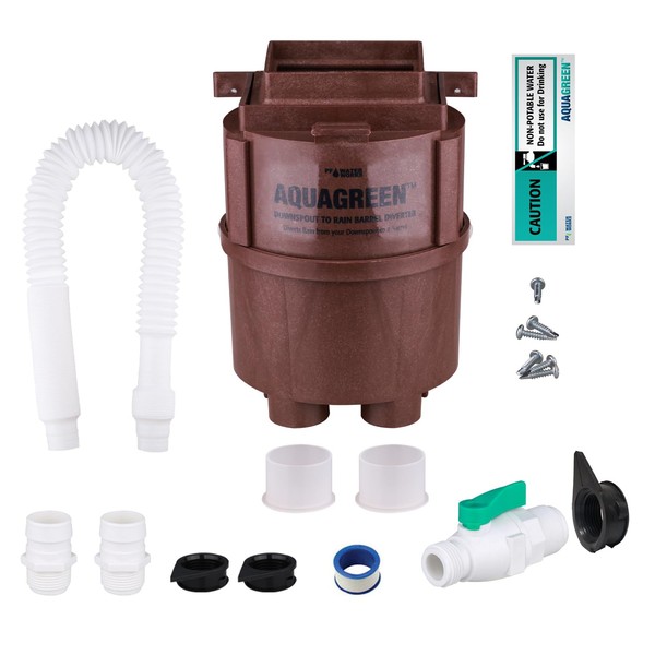 PF WaterWorks AQUAGREEN Rain Water Collection Downspout to Rain Barrel