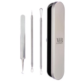 Expressions 4pc Skin Glow Tool Kit - Professional Blackhead Removal Set with Stainless Steel Facial Tools and Storage Case | Esthetician Supplies, Acne Tools Extractor Kit