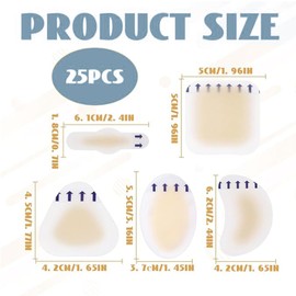 Roczential Blister Band Aid, 25 PCS Bandaids, Waterproof Bandaid, Invisible Gel Blister Cushions for Foot, Toe, and Heel Wear Prevention and Recovery, Ultra-Lightweight and Ultra-Thin Pads Bandages (5 Styles)
