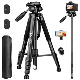 Tripod for Camera, 72" Tall Camera Tripod Monopod with Remote, Professional Heavy Duty Compact Camera Stand for Phone,DSLR, Spotting Scope, Telescope, Binocular