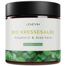 Lenevin BIO Kressesalbe Altersflecken - Naturkosmetik sensible Haut - Kressecreme gegen Pigmente - Aloe Vera, Vitamin C, Granatapfel, Ingwer - Made in Germany, vegan, tierversuchsfrei