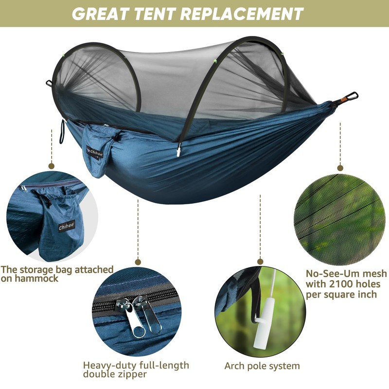 Chihee Ultra-Light Travel Camping Hammock Pop-up Net Hammock 660lbs Load