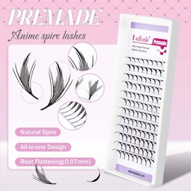Premade Lash Fans Natural Anime Lashes 0.07 C Curl Manga Lashes Soft Black Eyelash Extensions for Professional Salon Use by FADLASH (0.07-C-8-14mm)
