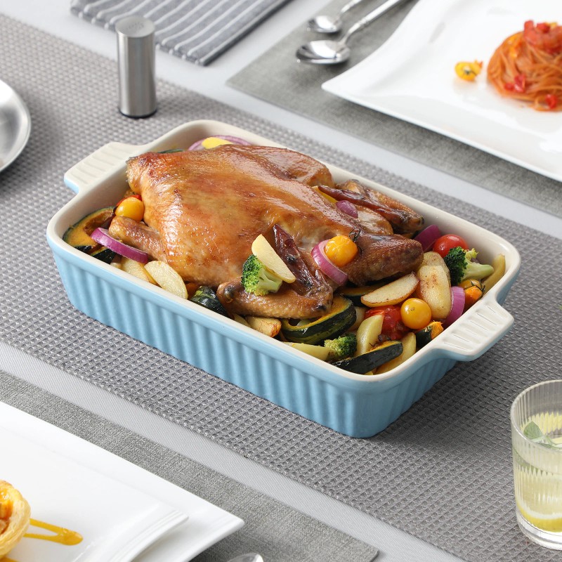 MALACASA Porcelain Baking Dish Set of 4 Bakeware Set Rectangular/Ov