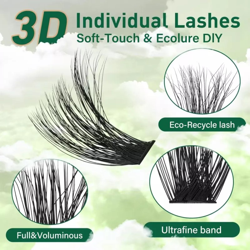 Kiyoulash 키요울래쉬 클러스터 3D 이펙트 속눈썹 280pcs 80D Curl 9-18MIX