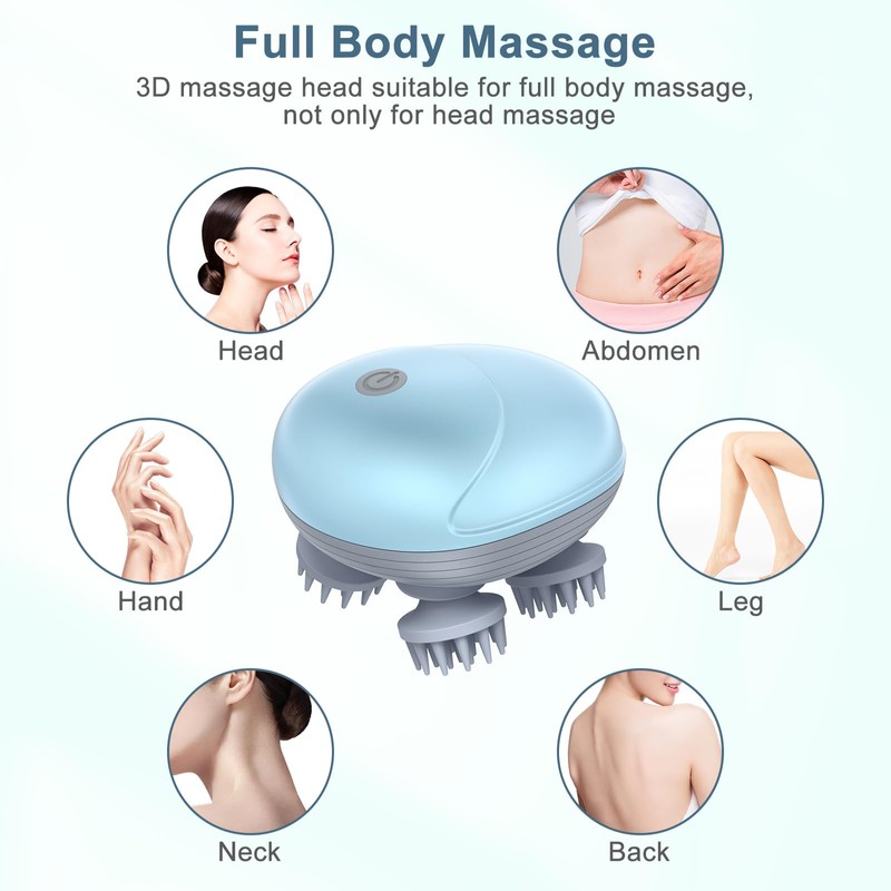 Ankilo Electric Head Massager, Wireless Hand Massager with 4 Kneading