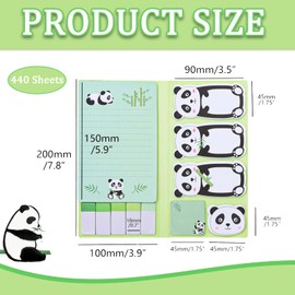 440 Sheets Panda Sticky Notes Set, Writing Memo Pads Self-Stick, Notes Pads, Back to School, Page Marker, for Teacher Student