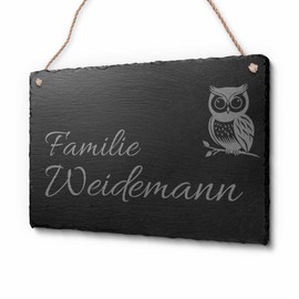 Slate Signs with Cord and Your Individual Engraving | Personal Gift or Individual Decoration Idea | With Motifs e.g. Flowers Roses Lighthouse Hearts Birds