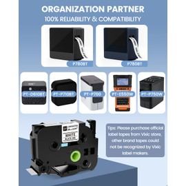 TZ Tape 24mm 0.94 Laminated White TZe-251 TZe251 TZ-251 Label Tape 5B21Z BZ Tape Replacement for Brother P-Touch Label Tape 1 Inch for Vixic P780BT & Ptouch PT-D600 PT-D610BT PT-P710BT Label Maker
