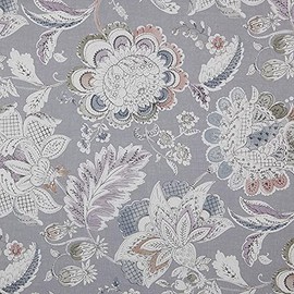 Kt KILOtela - Digital Printed Canvas Fabric – Half Panama 100% Organic Cotton, Oeko-Tex Standard 100 – 100 cm Length x 280 cm Width | Roncesvalles Flowers – Grey Lilac ─ 1 Metre