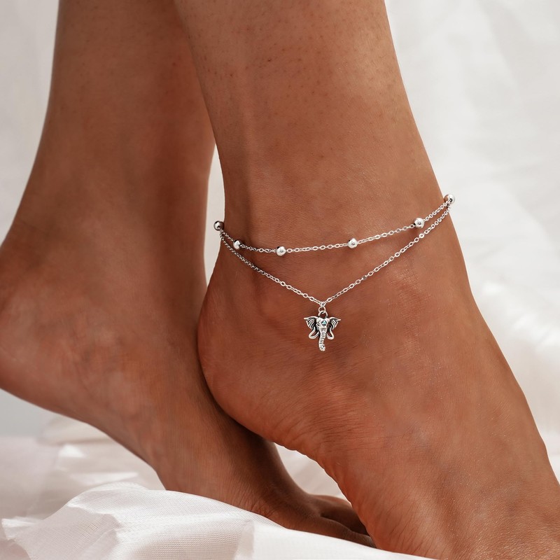 CHIC & ARTSY Anklets for Women 925 Sterling Silver Layered