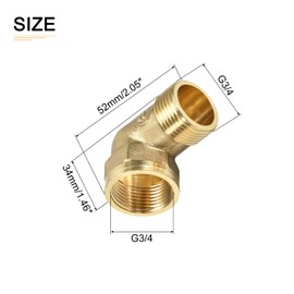DTGN G3/4 x G3/4 (Male x Female) 90 Degree Brass Pipe Fitting - 2Pack - Good for Water Pipe System - Brass Street Elbow Adapter - Gold Tone