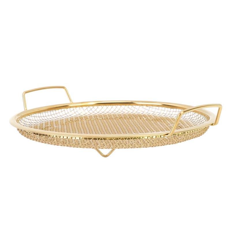 Stainless Steel Fruit Basket Double Handles Metal Mesh Drain Round